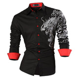 Sportrendy Men's Shirts Dress Casual Leopard Print Stylish Design Shirt Tops Yellow Mart Lion JZS041-Black M 