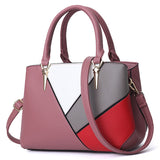 ladies shoulder bag stitching solid color PU leather handbags female classic large-capacity Mart Lion pink  