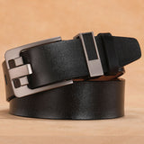 letter Pin Buckle Cow Genuine Leather Men's Belt Vintage Jeans Cowskin Belts Mart Lion Black A 100cm(waist80-85cm 