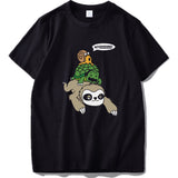 100% Cotton Sloth Tortoise Snail T Shirt Fun Race Competition Fast Joke Pun Gifts Tops Tee Mart Lion Black EU Size S 