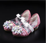Cinderella Crystal Bright Diamond Shoes Girl Princess Single Performance High Heels Mart Lion   