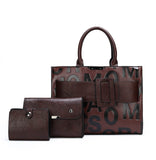 3-piece Set Ladies Handbag Pu Leather Shoulder Crossbody Women  Tote Bag Mart Lion Coffee-Three 32cm x 14cm x 23cm 