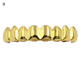Hip Hop Gold Teeth Grillz Set Top Bottom Tooth Grills Dental Mouth Punk Teeth Caps Cosplay Party Rapper Jewelry Hot MartLion top 1  