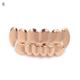 Hip Hop Gold Teeth Grillz Set Top Bottom Tooth Grills Dental Mouth Punk Teeth Caps Cosplay Party Rapper Jewelry Hot MartLion 8  