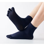 Unisex Solid Color Men's Toe Socks Women Combed Cotton Black Harajuku Kimono Flip Flop 5 Finger Socks Mart Lion   