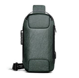 Men's Waterproof USB Oxford Crossbody Bag Anti-theft Shoulder Sling Multifunction Short Travel Messenger Chest Pack For Male Mart Lion Military green 16 x 9.5 x33 cm 