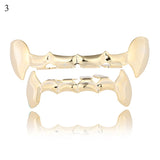 Hip Hop Gold Teeth Grillz Set Top Bottom Tooth Grills Dental Mouth Punk Teeth Caps Cosplay Party Rapper Jewelry Hot MartLion 3  