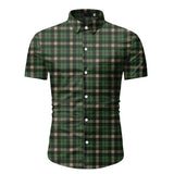 Red Plaid Shirt Men's Summer Brand Classic Short Sleeve Dress Shirt Casual Button Down Office Workwear Chemise Homme Mart Lion   