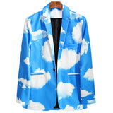 Men's Suit Jackets Sky Clouds 3D Printed Blasers Hombre Casual Wedding Dress Coat  Blazer Homme Mart Lion   