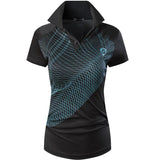 jeansian Style Women Casual Short Sleeve T-Shirt Floral Print Polo Golf Polos Tennis Badminton Mart Lion SWT270-Black US S CN