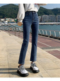 Women's High Waist Stretch White Jeans Vintage Straight Wide Leg Nine Points Denim Pants Female Mart Lion   
