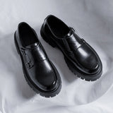 Men Leather Shoes Korean Leisure Thick Soled Youth Versatile Lazy People Pedal Trendy Mart Lion   