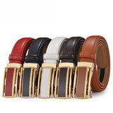 Genuine Leather Belts for Women Soild Automatic Buckle Waist Belt for Jeans Pants Red White Pasek Damski Niebieski Mart Lion   