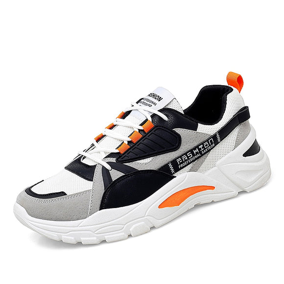 Dad Shoes Men's Casual Sneakers Lace-Up Flats Tenis Trainers Outdoor Walking Footwear Chaussure Homme Mart Lion White orange 35 