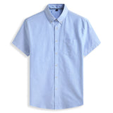 Summer Men's Short Sleeve Cotton Social Shirts Soild Soft Shirt Slim Fit Chothing Mart Lion Sky blue XL-185 
