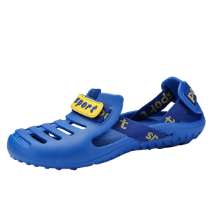Summer Men's Hollow Out Hole Shoes All-Match Breathable Plastic Sands Seaside Wide Non-Slip Beach Upstream Shoes Mart Lion Blue 9080 38 