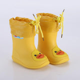 Rain Boots Kids for Girls Waterproof Water Shoes Baby Boys Non-slip Rubber Warm Children Rainboots four Seasons Removable Mart Lion yellow PU Mesh 8 