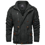 Thicken Fleece Lined Coats Men Tactical Hooded Jacket Winter Warm Coat Outdoor Cargo Outwear Windbreaker Parka Mart Lion Dark Gray CN M (US S) China