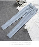 Vintag Women High-rise Jeans Simple Solid Color Slim Mujer Pencil Pants All-match Skinny Elasticity Denim Trousers Mart Lion   