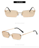 Small Rectangle Rimless Sunglasses Women Square Vintage Designer Men Retro 90s Trendy Gradient Glass Mart Lion   
