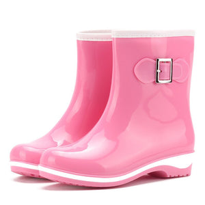 Women Rainboots Cute Spring Autumn Female Ankle Waterproof Slip-On Antiskid Shoes Wading Footwear Mart Lion 5.5 pink 