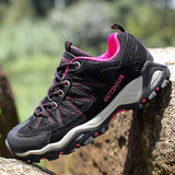Men's Outdoor Shoes Sport Professional Trekking Triners Thick Rubber Rock Climbing Sneakers Breathable Unisex Hiking Woman Mart Lion Black Red-6136 35 