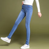  4Color Black Blue Gray Skinny Jeans Women Casual High Waist Jeans Elastic Waist Pencil Pants Denim Trousers Clothes Mart Lion - Mart Lion