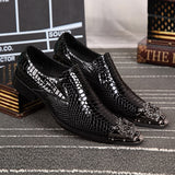 Summer dress men shoes black snake embossed Genuine leather dragon head pointed party Trend wedding Mart Lion Black 40 China