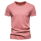 100% Cotton Men's T-shirt Casual Soft Fitness Summer Thin Home Clothes O-Neck Short Sleeve Soild Mart Lion   