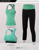 1/2/3pcs Fitness Tracksuit for Women Sleeveless Sport Shirt Gym Bra Tops Trousers Girl Sport Suit Gym Pants Green suit Mart Lion   