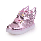 kids shoes LED Sneakers Children Shoes for Boys Girls Sport Flashing Lights Glowing Glitter Casual Baby Wing Flat Mart Lion Pink 5.5 