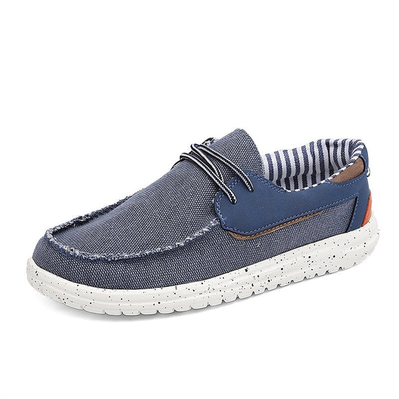 Summer Men's Canvas Boat Shoes Breathable Casual Driving Slip Easy To Wear Soft Loafers Outdoor Mart Lion Blue 7 