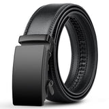 Men's Belts PU Leather Automatic Buckle Black PU + Leather Belts Width Mart Lion Back D 105cm(waist85-90cm) 