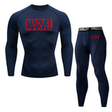 Men's Thermal underwear winter long johns 2 piece Sports suit Compression leggings Quick dry t-shirt long sleeve jogging set Mart Lion Champagne L 