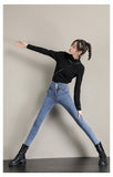 Winter Warm Velvet Women Jeans Fleece Skinny Stretch Pencil Pants Fashion 4 Colors Double Buckle High Waist Denim Trousers  MartLion