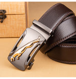 Men's Belt Casual Matte Automatic Buckle Pants Belt Lychee Pattern Width 3.5 CM Wear-Resistant Mart Lion   