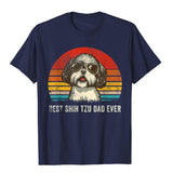 Men's Shih Tzu Dad Ever Funny Shih Tzu Dad Gift Dog Lover T-Shirt Tees Classic Camisas Hombre Cotton 3D Printed Mart Lion Navy XS 