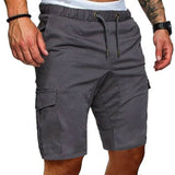 Casual Shorts Men's Summer Cargo Gym Sport Running Workout Cargo Pants Jogger Trousers Drawstring Solid Jogging Mart Lion Gray M 