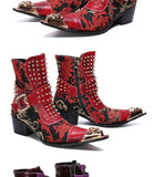 autumn singer model high heel pointed Leather Boots Men shoes rivet Mart Lion   