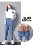  Fleece Boyfriend jeans Harem Pants Women Winter Thick Warm Casual Loose Mom Denim Trousers Soft Velvet Clothing Mart Lion - Mart Lion