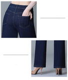  Wide Leg Jeans Women High Waist Drape Stretch  Classic Blue Casual Slim Mom Pants Denim Trousers Female Mart Lion - Mart Lion