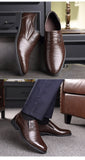  Men Shoes Leather Cowhide Leather Low-top British Casual Single Formal Mart Lion - Mart Lion