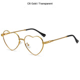 Stylish Cool Cute Heart Shape Style Gradient Sunglasses Women ins Twisted Metal Design 8089 Mart Lion C6 Gold Transparent UV400 