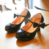 Girls Leather Shoes Autumn Bowtie Sandals Children High Heels Princess Sweet Sandals For Girls Mart Lion Black 1 