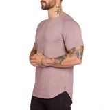 gym clothing fitness t shirt men's extend hip hop summer short sleeve t-shirt cotton bodybuilding muscle tshirt men's Mart Lion Khaki M 