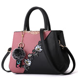 Embroidered Messenger Bags Women Leather Handbags Bags Sac a Main Ladies Hand Bag Female Mart Lion pink 2  