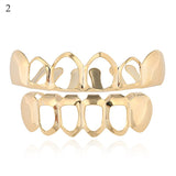 Hip Hop Gold Teeth Grillz Set Top Bottom Tooth Grills Dental Mouth Punk Teeth Caps Cosplay Party Rapper Jewelry Hot MartLion 2  