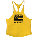 Bodybuilding stringer tank top men's Cotton Gym sleeveless shirt Fitness Vest Singlet sportswear workout tanktop Mart Lion yellow 169 M 