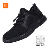 Xiaomi Youpin Sneakers Men's And Women Outdoor Breathable Safety Work Shoes With Steel Toe Cap Puncture-Proof Mart Lion Black 627 35 