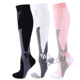 3/6/7 Pairs Compression Socks Men Women Running Sports Varicose Vein Edema Knee High 30 MmHg Leg Support Stretch Stocking Mart Lion 3 pairs-15 S-M 